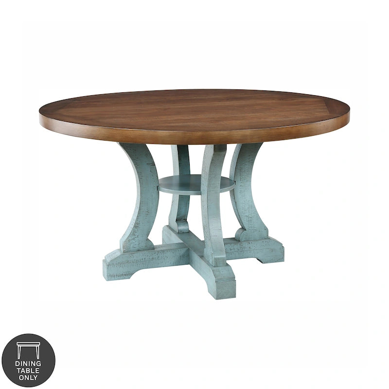 Table de salle à manger ronde en bois Sylmer Farmhouse de 54 pouces de Furniture of America