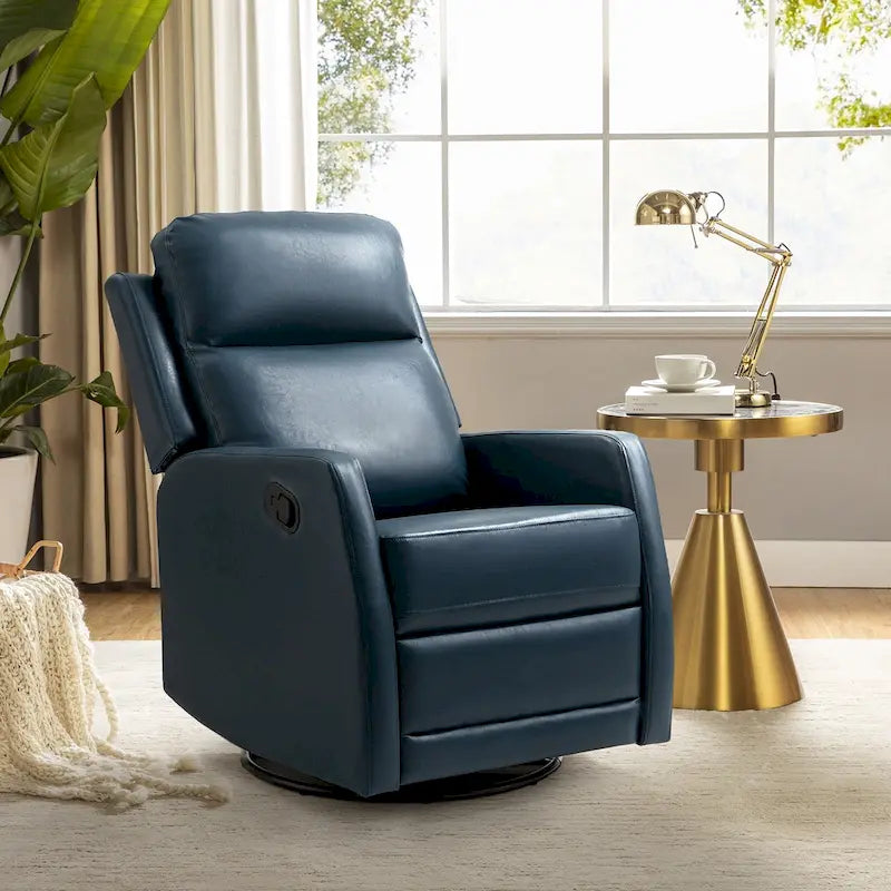 Fauteuil inclinable pivotant à bascule manuel Esteban Modern en similicuir avec dossier à oreilles