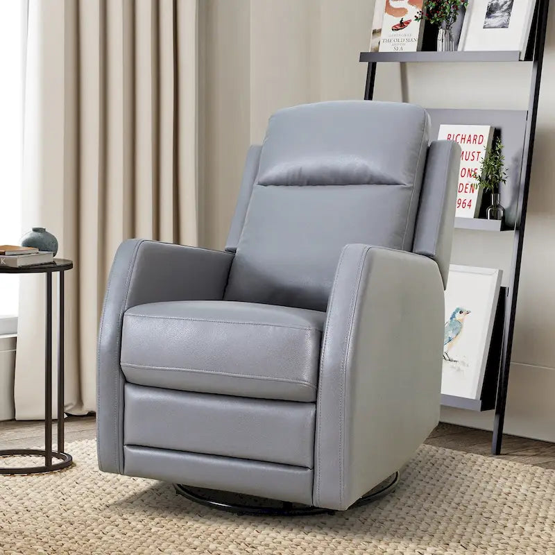Fauteuil inclinable pivotant à bascule manuel Esteban Modern en similicuir avec dossier à oreilles