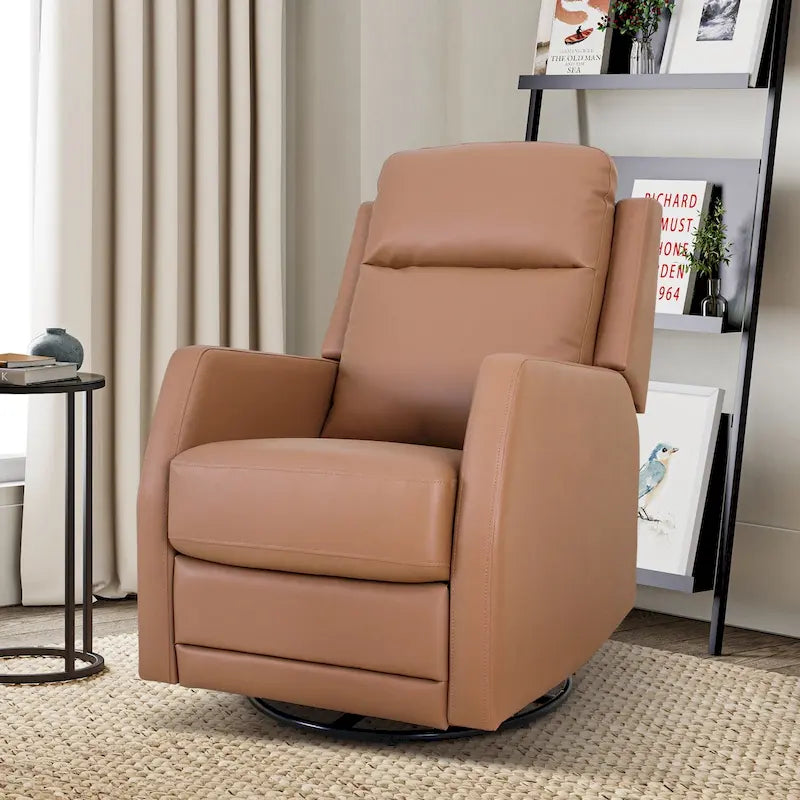 Fauteuil inclinable pivotant à bascule manuel Esteban Modern en similicuir avec dossier à oreilles