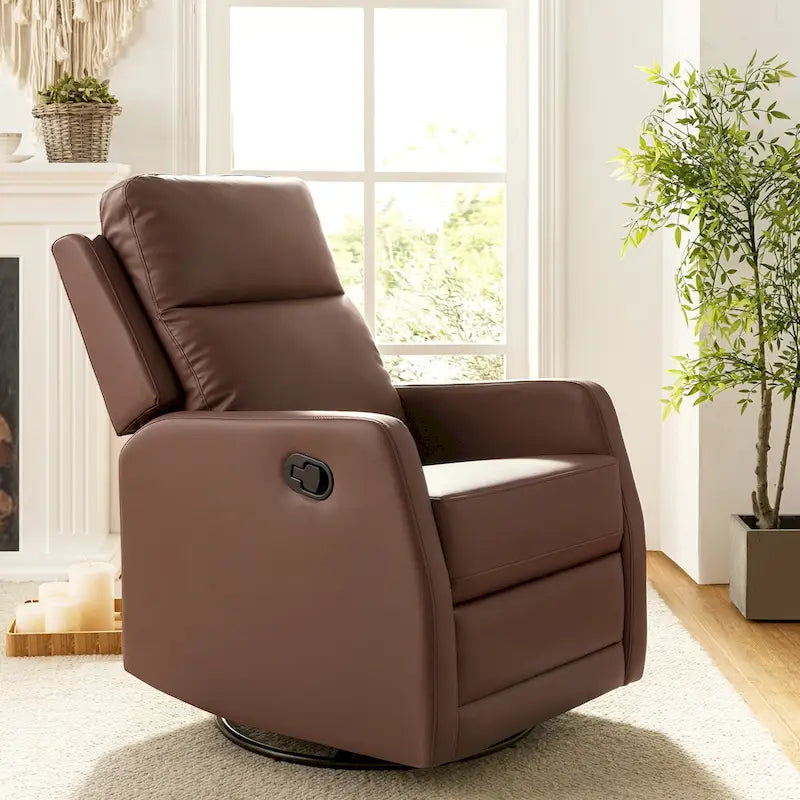 Fauteuil inclinable pivotant à bascule manuel Esteban Modern en similicuir avec dossier à oreilles