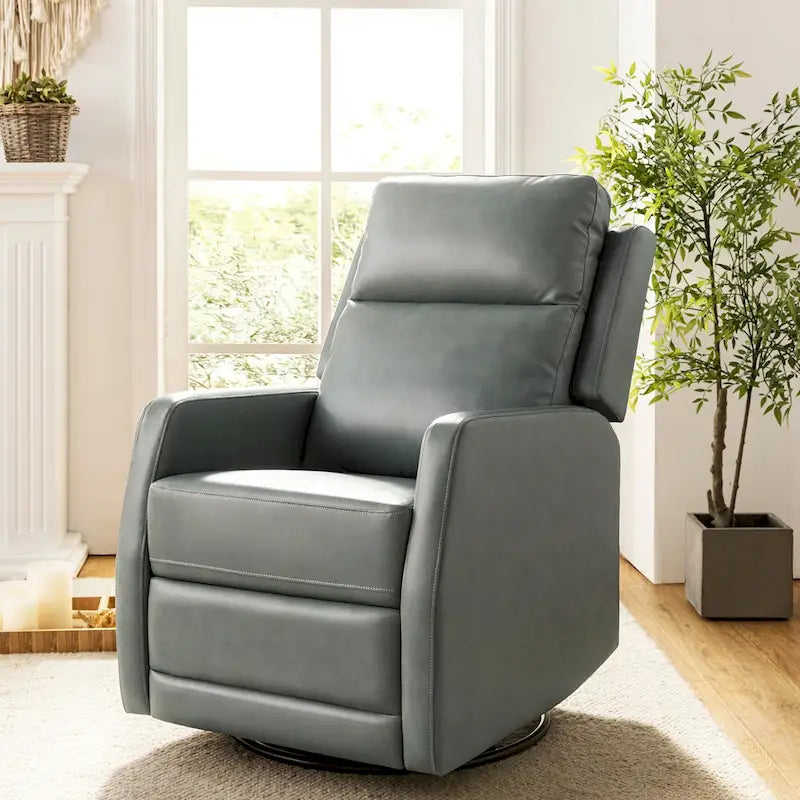 Fauteuil inclinable pivotant à bascule manuel Esteban Modern en similicuir avec dossier à oreilles