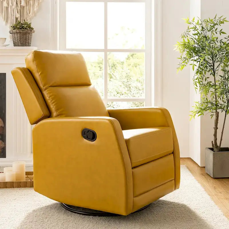Fauteuil inclinable pivotant à bascule manuel Esteban Modern en similicuir avec dossier à oreilles