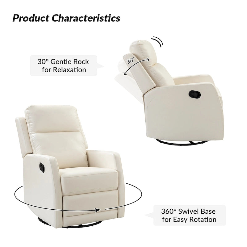 Fauteuil inclinable pivotant à bascule manuel Esteban Modern en similicuir avec dossier à oreilles