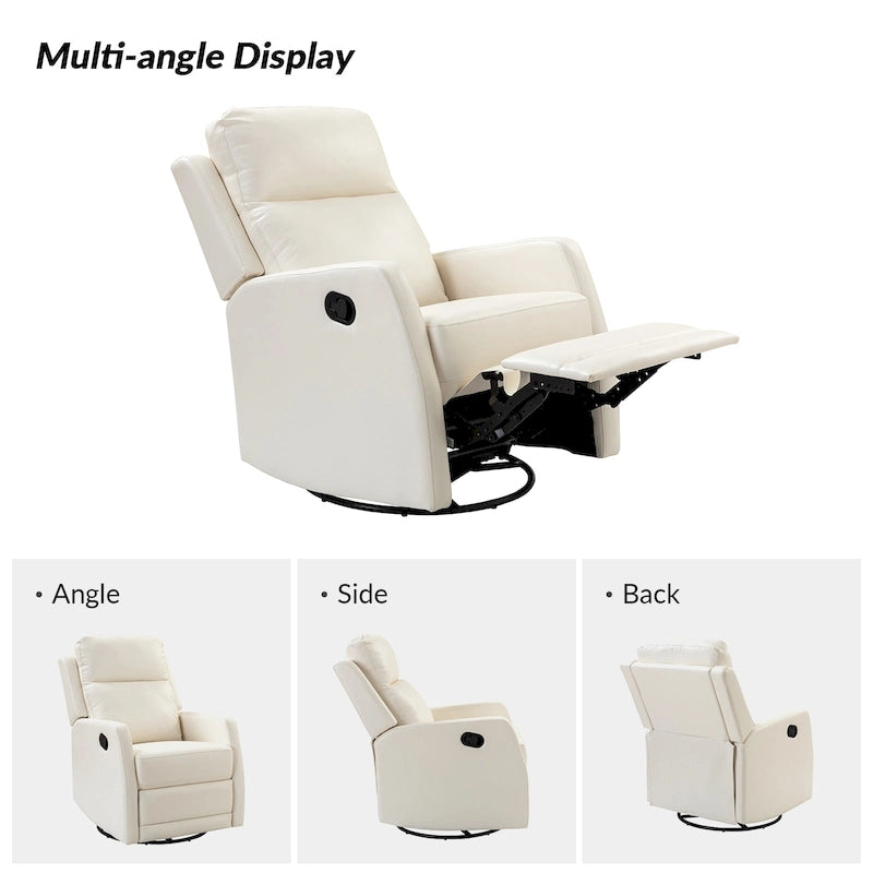 Fauteuil inclinable pivotant à bascule manuel Esteban Modern en similicuir avec dossier à oreilles