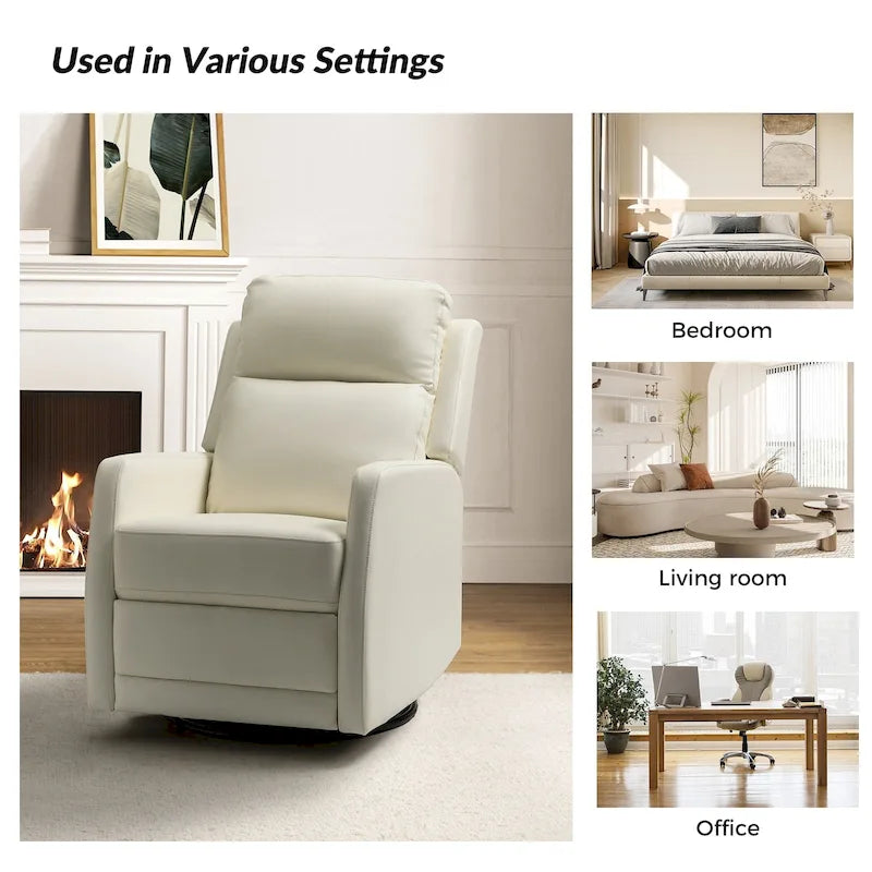Fauteuil inclinable pivotant à bascule manuel Esteban Modern en similicuir avec dossier à oreilles