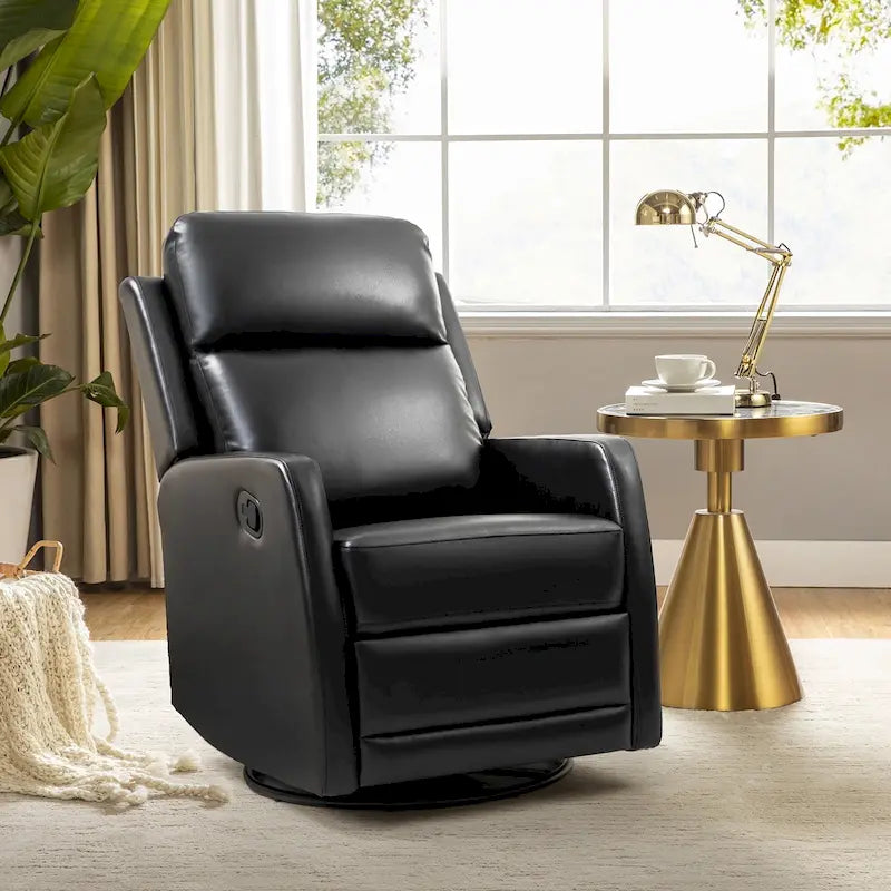 Fauteuil inclinable pivotant à bascule manuel Esteban Modern en similicuir avec dossier à oreilles