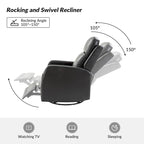 Fauteuil inclinable pivotant à bascule manuel Esteban Modern en similicuir avec dossier à oreilles