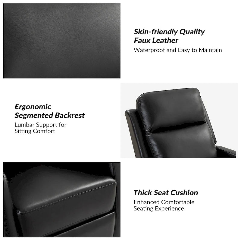 Fauteuil inclinable pivotant à bascule manuel Esteban Modern en similicuir avec dossier à oreilles