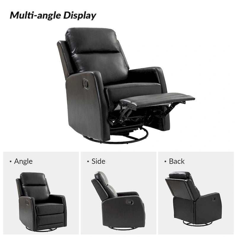 Fauteuil inclinable pivotant à bascule manuel Esteban Modern en similicuir avec dossier à oreilles
