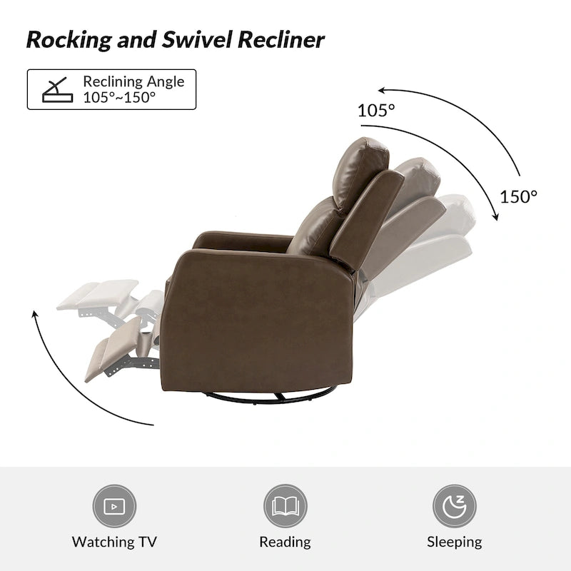 Fauteuil inclinable pivotant à bascule manuel Esteban Modern en similicuir avec dossier à oreilles