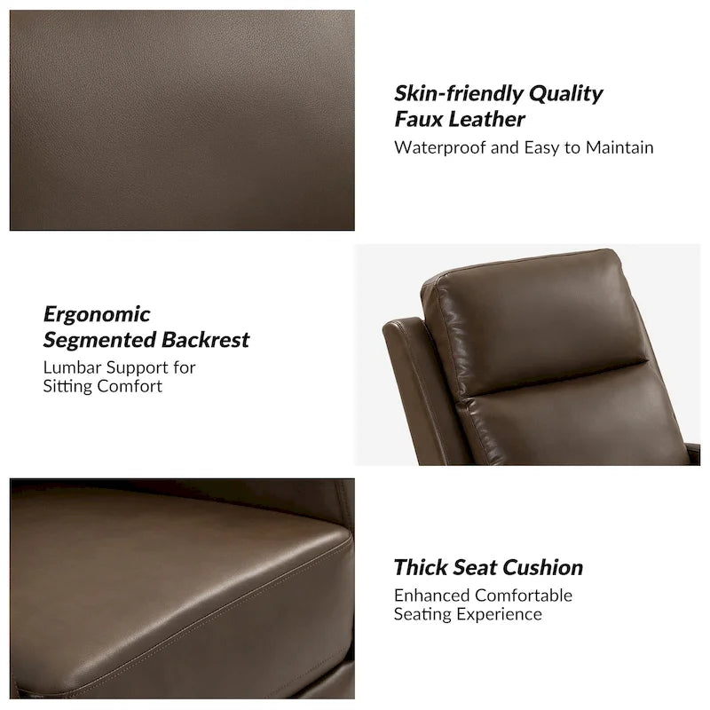 Fauteuil inclinable pivotant à bascule manuel Esteban Modern en similicuir avec dossier à oreilles