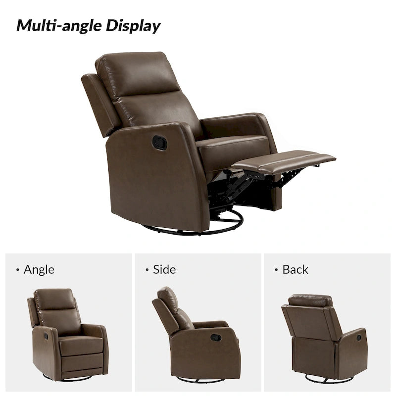 Fauteuil inclinable pivotant à bascule manuel Esteban Modern en similicuir avec dossier à oreilles