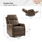 Fauteuil inclinable pivotant à bascule manuel Esteban Modern en similicuir avec dossier à oreilles