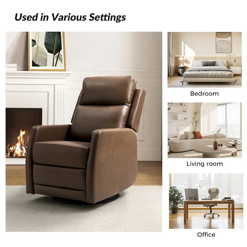 Fauteuil inclinable pivotant à bascule manuel Esteban Modern en similicuir avec dossier à oreilles