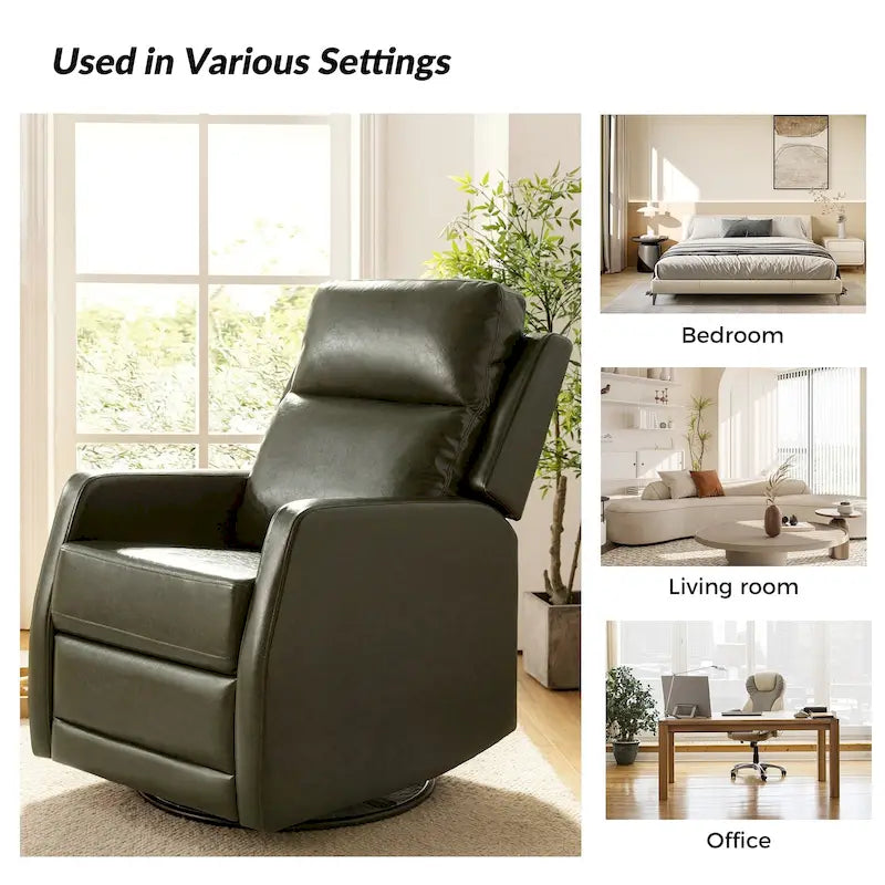 Fauteuil inclinable pivotant à bascule manuel Esteban Modern en similicuir avec dossier à oreilles