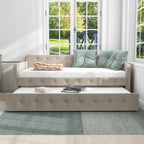 Lit de jour contemporain Menzelle 2 pièces, double, capitonné et rembourré, avec lit gigogne, par Furniture of America