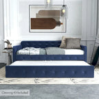 Lit de jour contemporain Menzelle 2 pièces, double, capitonné et rembourré, avec lit gigogne, par Furniture of America
