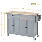 Chariot îlot de cuisine avec plateau en bois massif et roulettes verrouillables