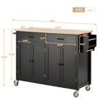 Chariot îlot de cuisine avec plateau en bois massif et roulettes verrouillables