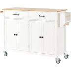 Chariot îlot de cuisine avec plateau en bois massif et roulettes verrouillables