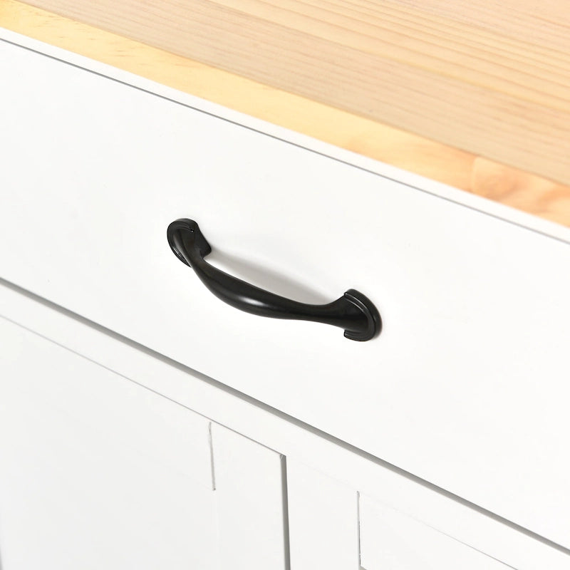 Chariot îlot de cuisine avec plateau en bois massif et roulettes verrouillables