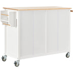 Chariot îlot de cuisine avec plateau en bois massif et roulettes verrouillables