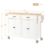 Chariot îlot de cuisine avec plateau en bois massif et roulettes verrouillables