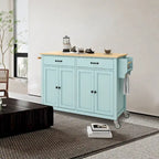 Chariot îlot de cuisine avec plateau en bois massif et roulettes verrouillables