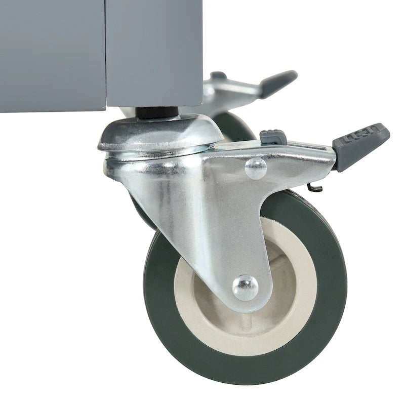 Chariot îlot de cuisine avec plateau en bois massif et roulettes verrouillables