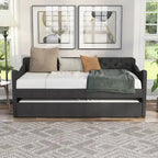 Lit de jour contemporain Exodel double capitonné avec lit gigogne par Furniture of America