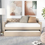 Lit de jour contemporain Exodel double capitonné avec lit gigogne par Furniture of America