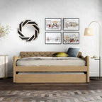 Lit de jour contemporain Exodel double capitonné avec lit gigogne par Furniture of America