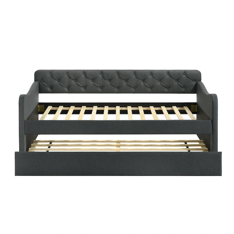 Lit de jour contemporain Exodel double capitonné avec lit gigogne par Furniture of America