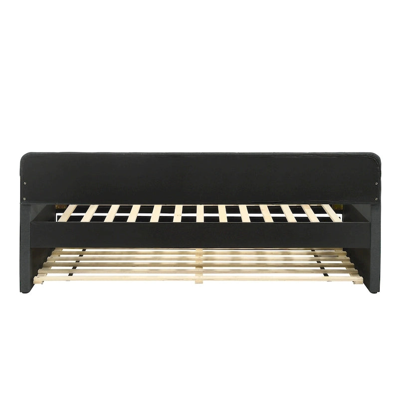 Lit de jour contemporain Exodel double capitonné avec lit gigogne par Furniture of America