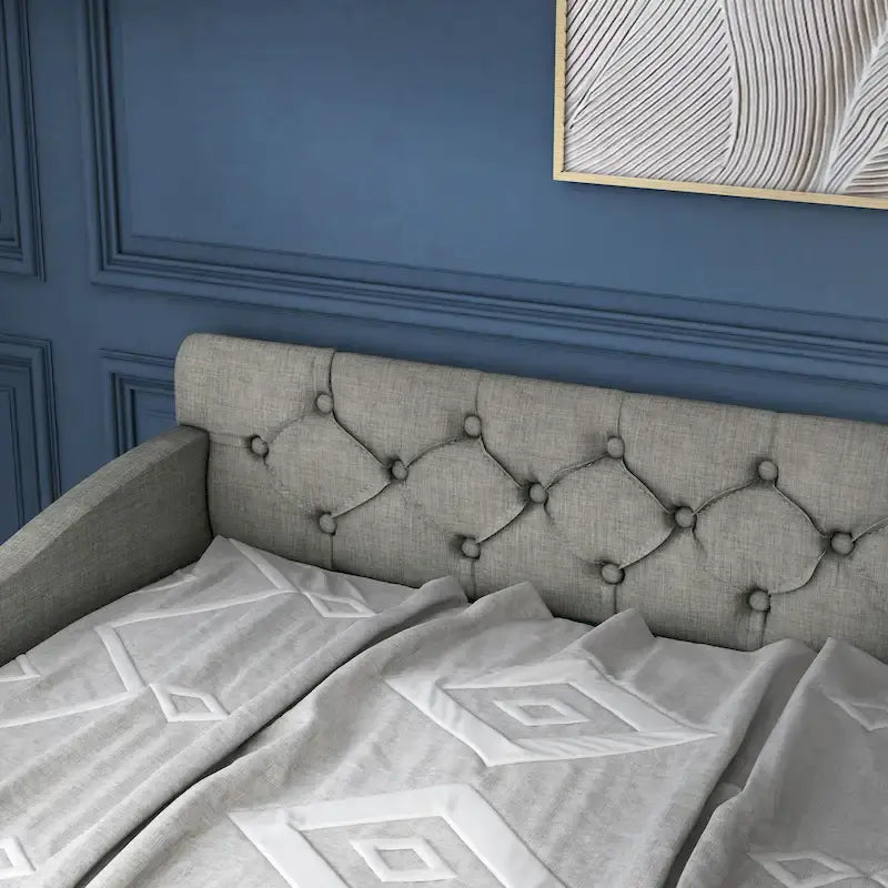 Lit de jour contemporain Exodel double capitonné avec lit gigogne par Furniture of America
