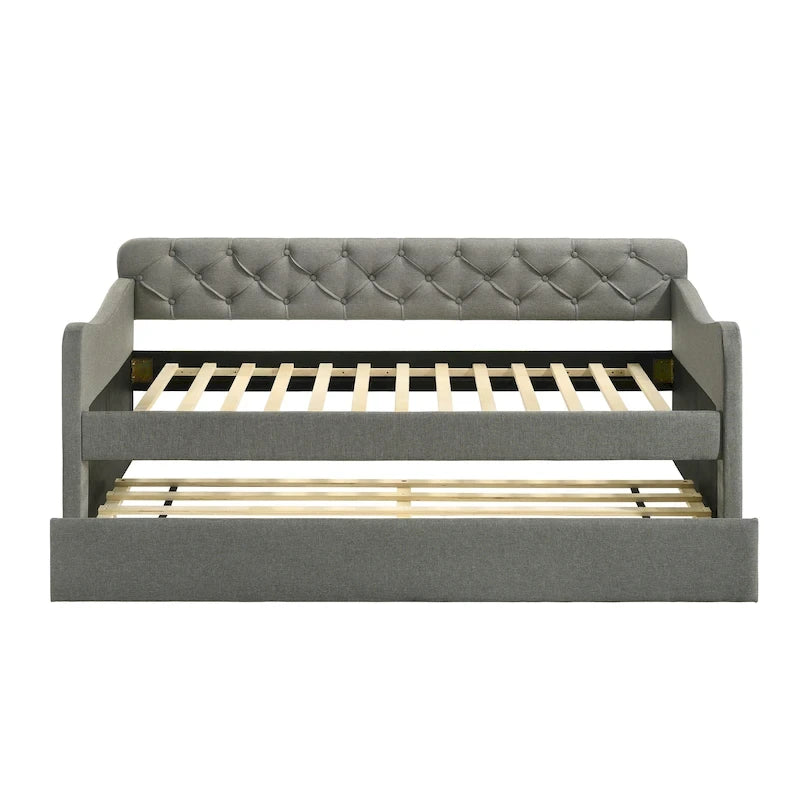 Lit de jour contemporain Exodel double capitonné avec lit gigogne par Furniture of America