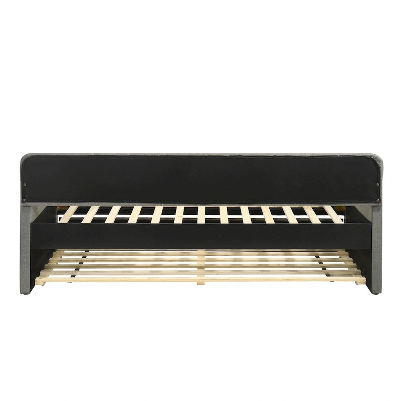 Lit de jour contemporain Exodel double capitonné avec lit gigogne par Furniture of America