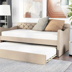 Lit de jour contemporain Exodel double capitonné avec lit gigogne par Furniture of America