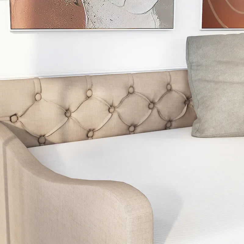 Lit de jour contemporain Exodel double capitonné avec lit gigogne par Furniture of America