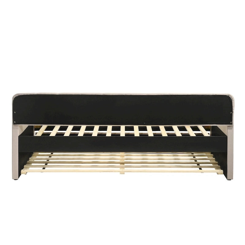 Lit de jour contemporain Exodel double capitonné avec lit gigogne par Furniture of America