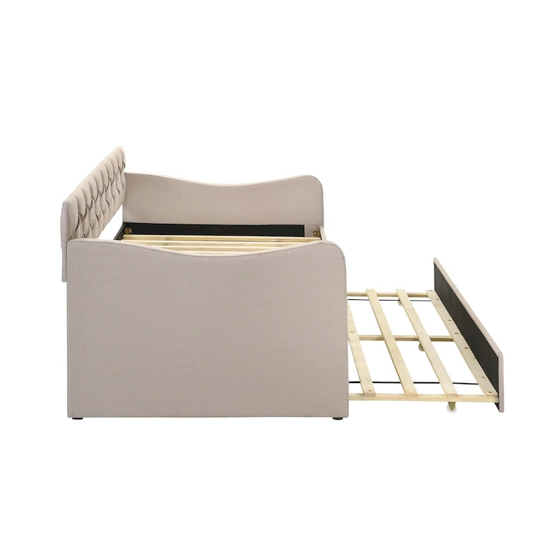 Lit de jour contemporain Exodel double capitonné avec lit gigogne par Furniture of America