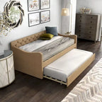 Lit de jour contemporain Exodel double capitonné avec lit gigogne par Furniture of America