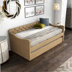Lit de jour contemporain Exodel double capitonné avec lit gigogne par Furniture of America