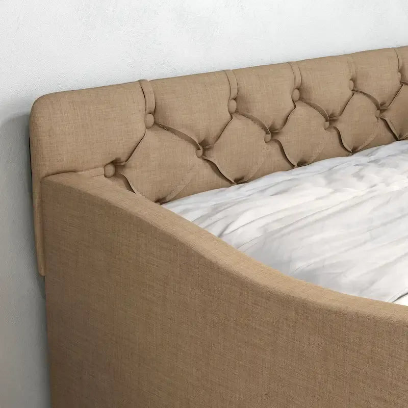 Lit de jour contemporain Exodel double capitonné avec lit gigogne par Furniture of America