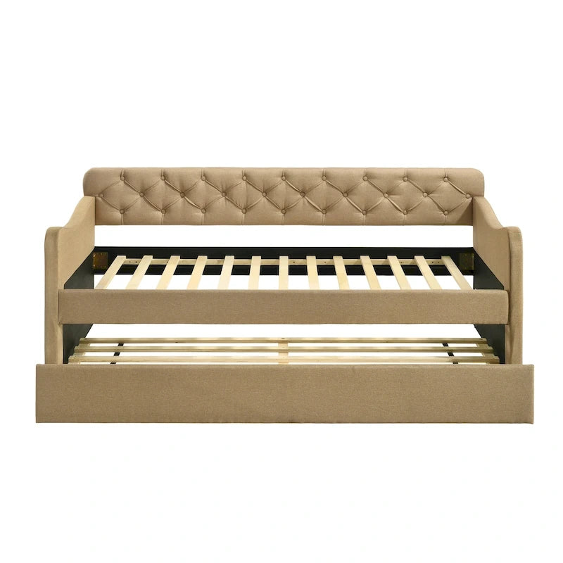 Lit de jour contemporain Exodel double capitonné avec lit gigogne par Furniture of America
