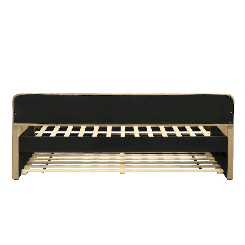Lit de jour contemporain Exodel double capitonné avec lit gigogne par Furniture of America
