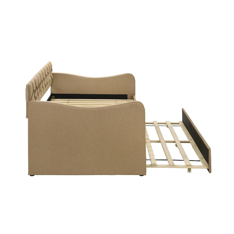 Lit de jour contemporain Exodel double capitonné avec lit gigogne par Furniture of America