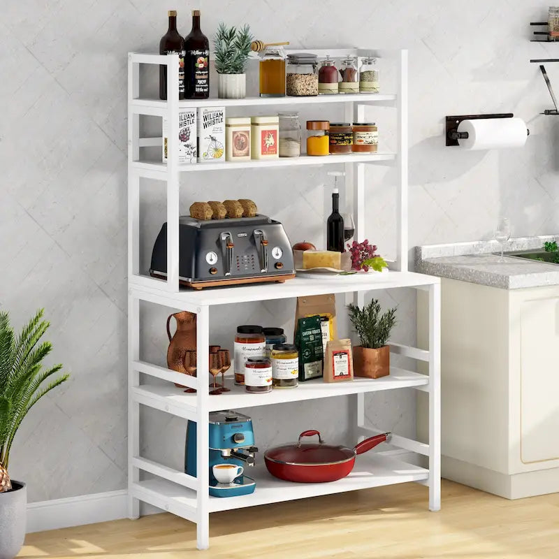 Étagère de cuisine à 5 niveaux avec rangement intégré, support pour four à micro-ondes, chariot de cuisine industriel avec étagère.