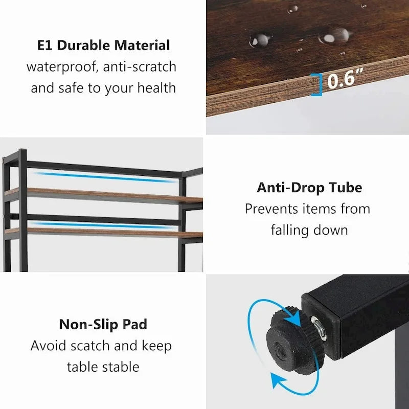 Étagère de cuisine à 5 niveaux avec rangement intégré, support pour four à micro-ondes, chariot de cuisine industriel avec étagère.